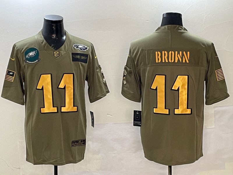 Men Philadelphia Eagles #11 Brown Green gold 2025 Nike Vapor Limited NFL Jersey style 2